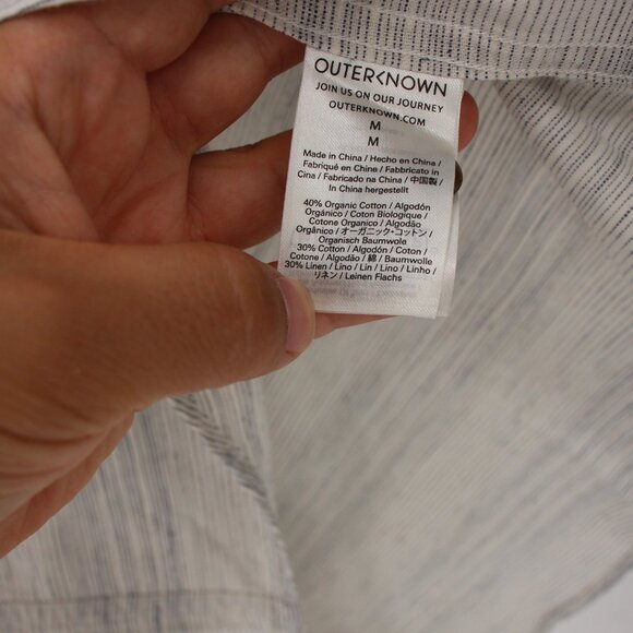 Outerknown Button Up Shirt Mens Medium Short Sleeve Organic Cotton Linen Resort - Picture 5 of 11